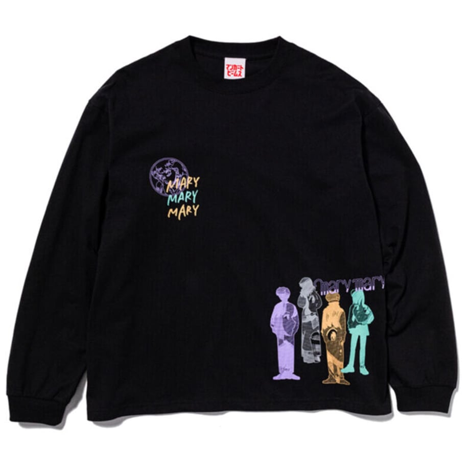 4人組コラージュ ロンT -Black- 【マリマリマリー×マンガートビームス】