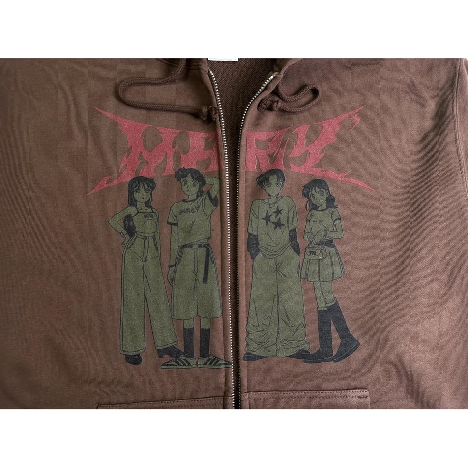 グランジロゴ ジップパーカー -Brown-