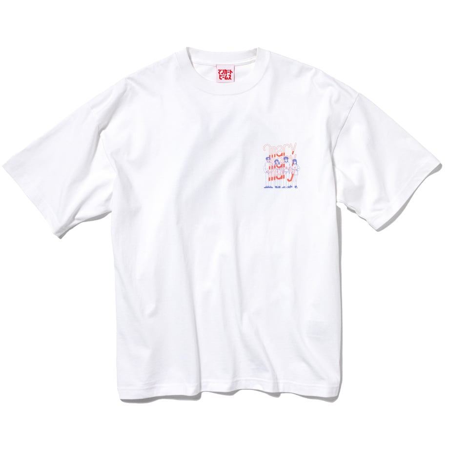 4人組フェードロゴTシャツ -White- 【マリマリマリー×マンガートビームス】