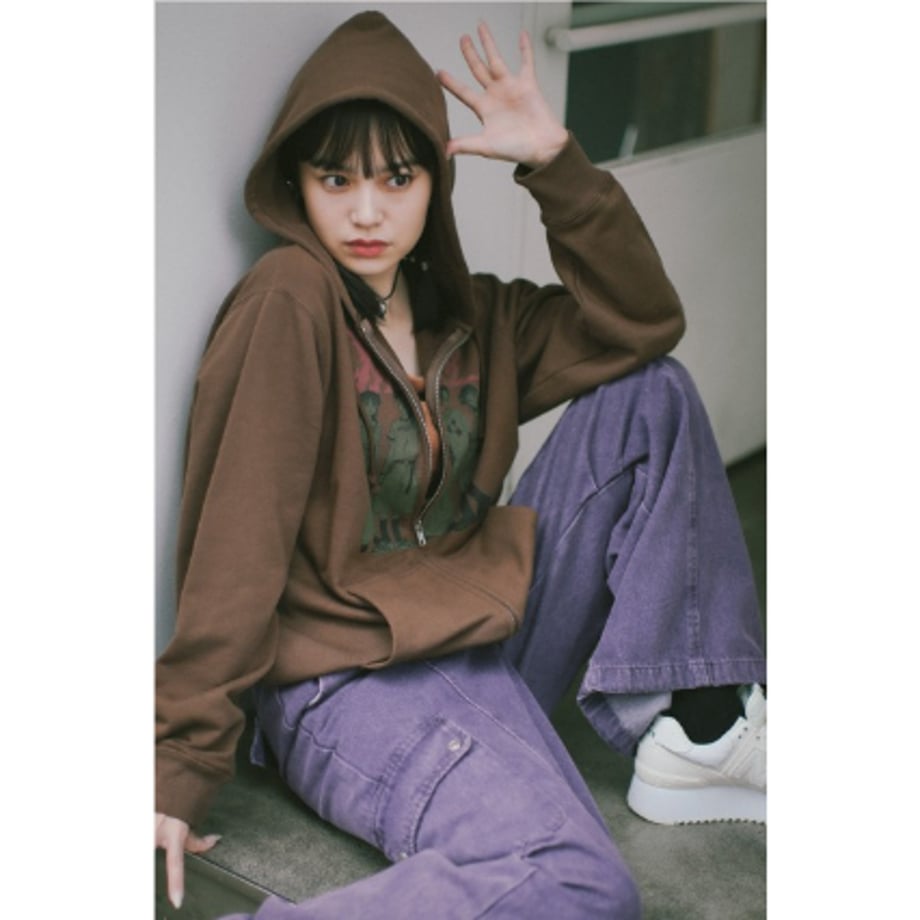 グランジロゴ ジップパーカー -Brown-